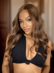 13x4 Transparent Lace Front Fall Hair Color Dark Chocolate Brown Body Wave Wig