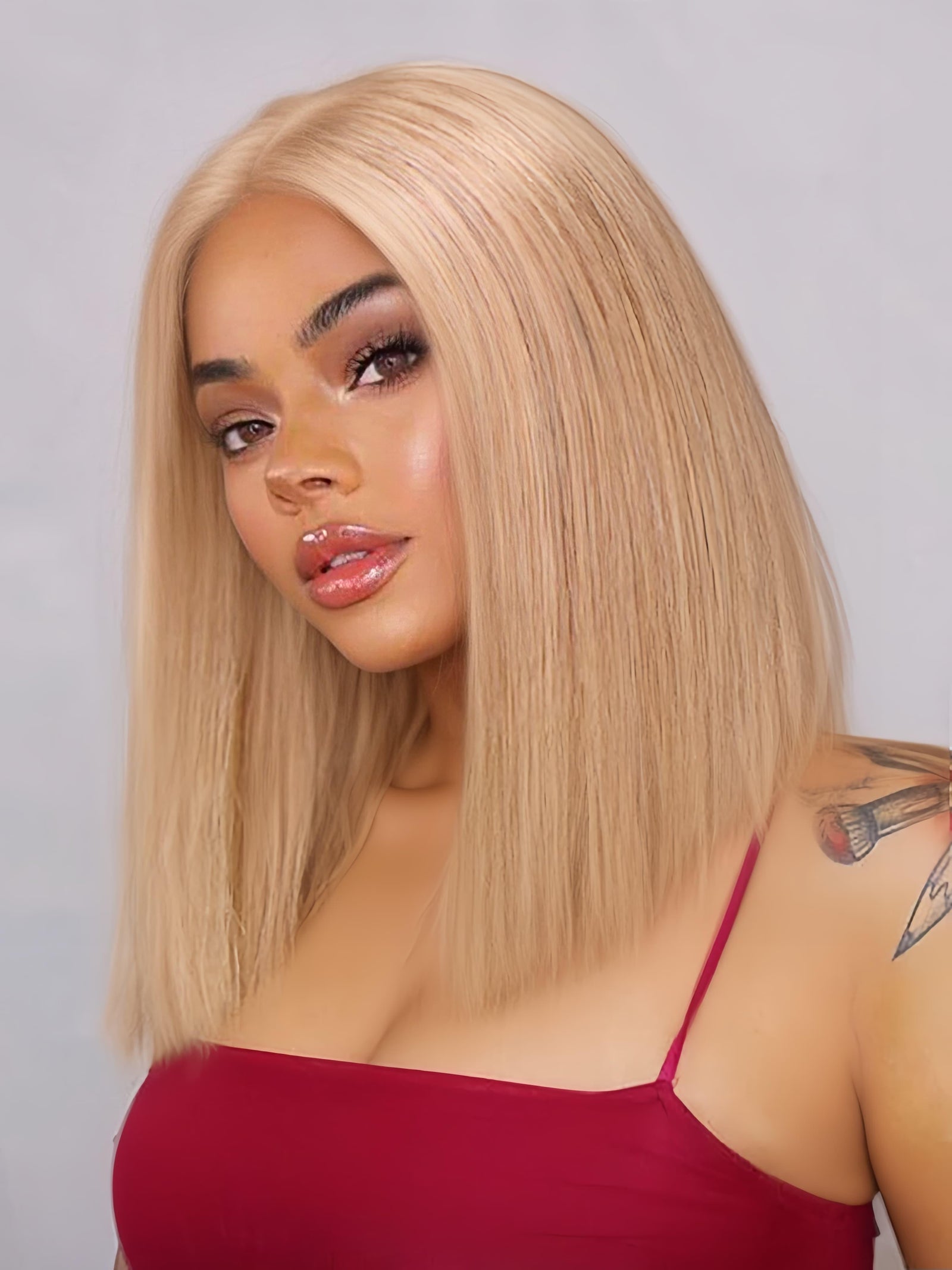 Bye-Bye Knots Wig 7x5 Lace Light Golden Rose Straight Bob Wig