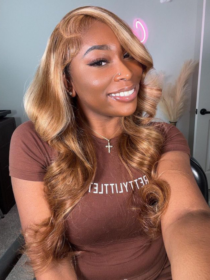 Petaluxe Honey Blonde Piano Highlighted Body Wave 3Pcs Bundles With Closure Deal