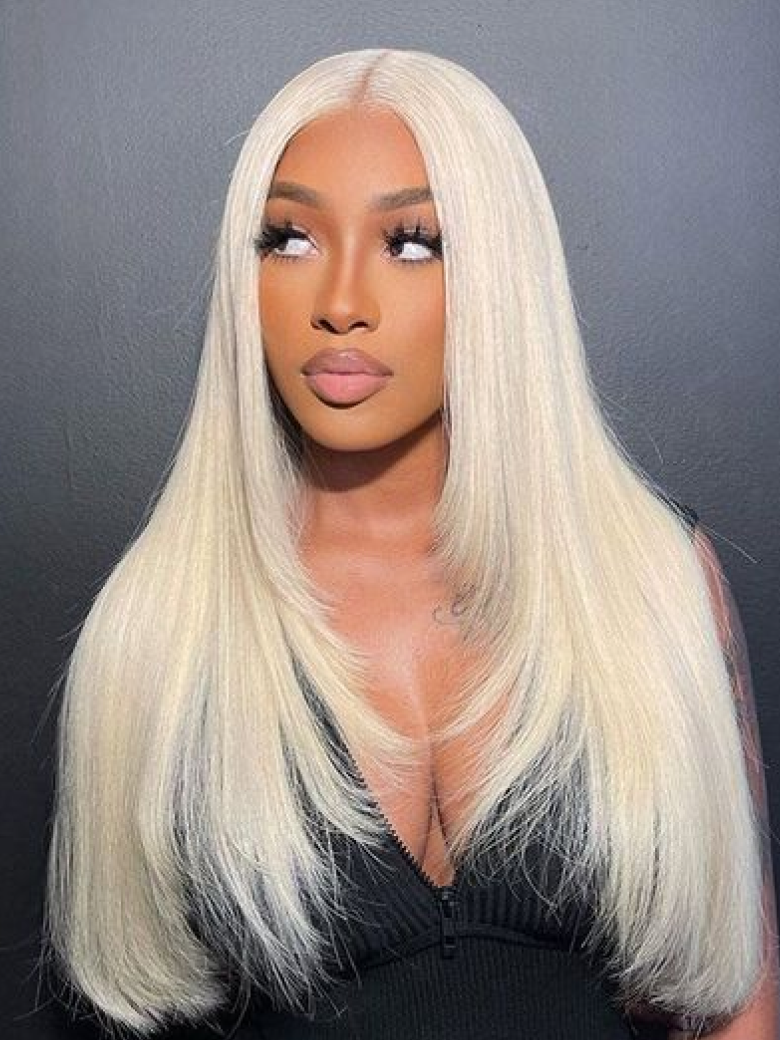 Glueless HD 5x5 Invisible Lace Closure Layered Straight Blonde Wig 180% Density