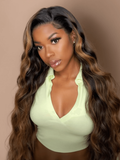 Petaluxe Bundles #FB30 Brown Balayage Highlight 3Pcs Body Wave Human Hair Bundles