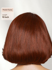 7x5 Bye Bye Slip? Lace Copper Auburn Side Part Blowout Bob Glueless Wig with Invisi Drawstring
