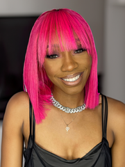 13x4 Lace Front Fiery Pink Shoulder Length Bob Wig With Bangs