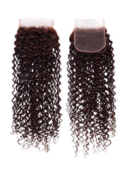 Dark Auburn Jerry Curl Remy Human Hair 3 Bundles With Closure Deal