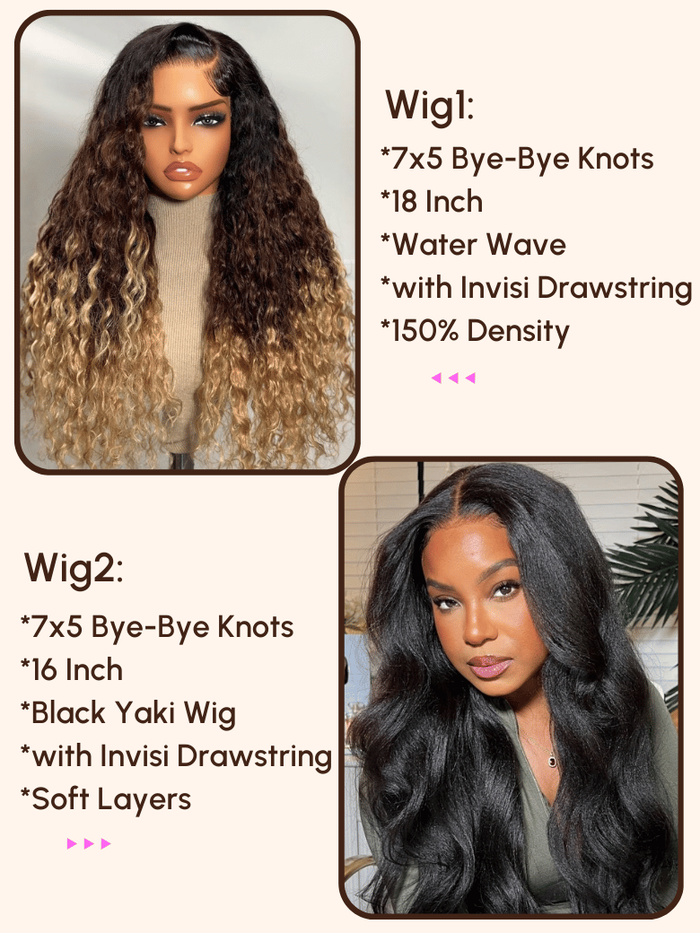 Petaluxe $189=2 Wigs | 18 Inch and 16 Inch 7x5 Bye-Bye Knots Wig