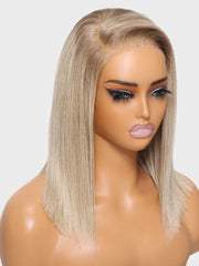 Bye-Bye Knots Wig 7x5 Lace Blonde with Brown Root Straight Bob Wig