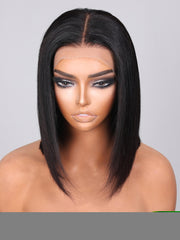 360 Lace Bob Straight Black Wig With Pre Plucked Hairline