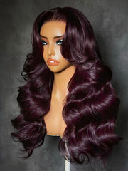 7x5 Bye-Bye Knots? Lace Frontal Purple Black Cherry Loose Wave With Invisi Drawstring Wig 180% Density