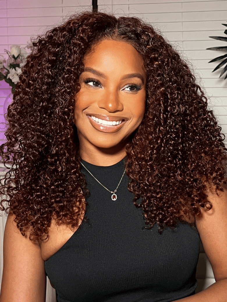 Real Ear To Ear Super Secure 13x4 Lace Frontal Reddish Brown Jerry Curly Pre-Everything Wig