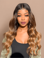Free Part 4x4 Lace Closure 1PC T1B/4/27 Ombre Body Weave Hair