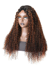 [24"=$129] Balayage Highlight V Part Curly Wig Beginner Friendly No Leave Out Upgrade U Part Human Hair Wig