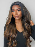 Petaluxe EasiContour? V Part Glueless Balayage Highlight Body Wave Wig 100% Human Hair