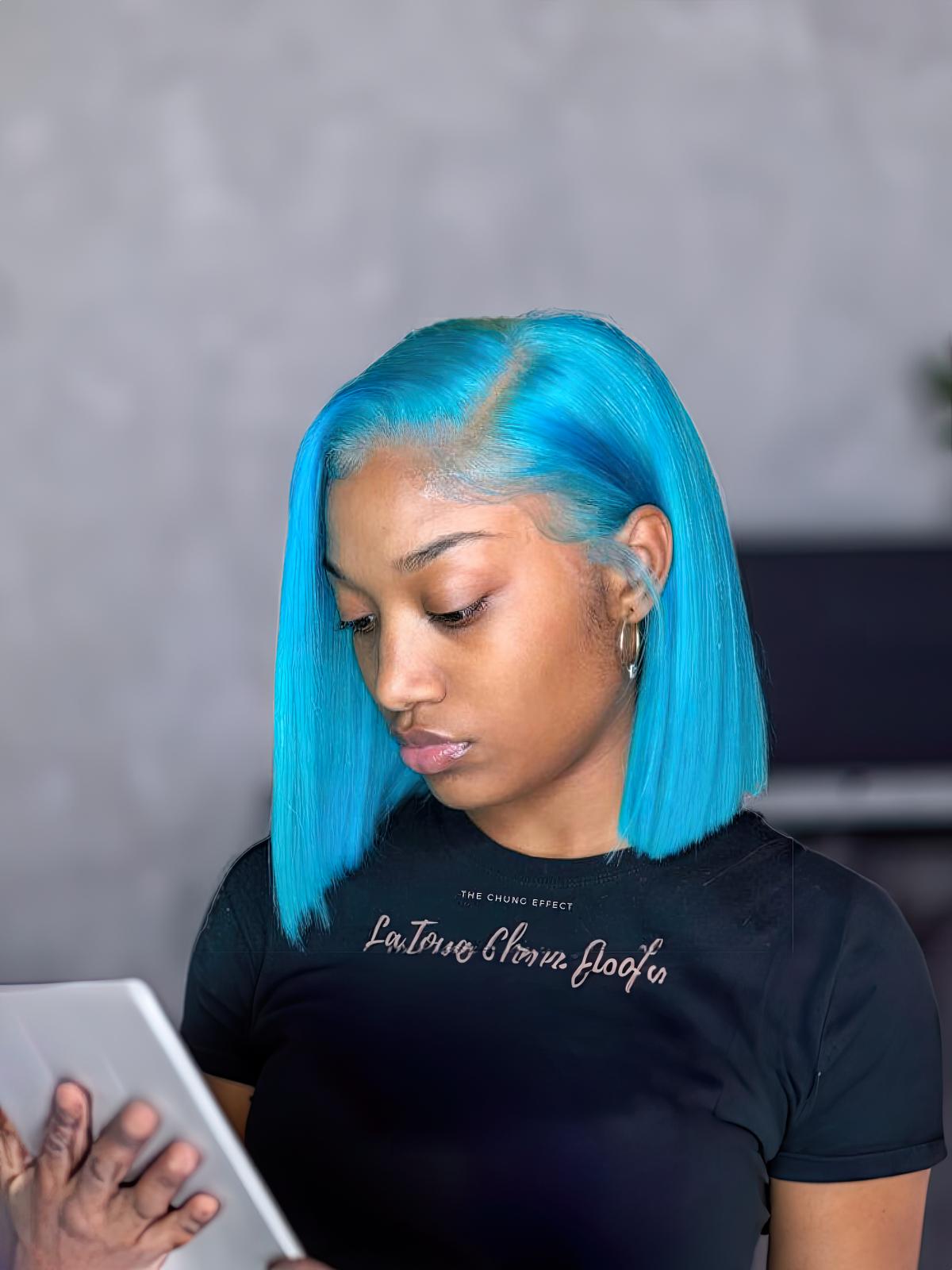 13x4 Lace Front Pastel Blue Chic Bob Wig