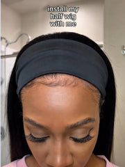 [24"=$85] Chestnut Brown Ombre Low Maintenance Put On And Go Yaki Straight Headband Human Hair Wig