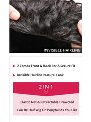 Straight Black Half Wig With Versatile Style And Easy Install