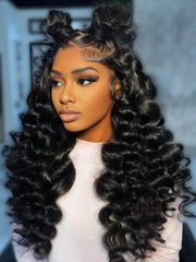 13x4 Lace Frontal Black Wand Curls Pre-Everything Wig
