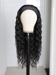 Flash Deal Headband Scarf Wig Water Wave Human Hair Wig 18 Inch