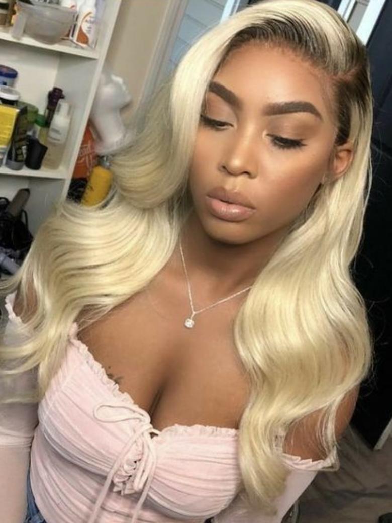 Glueless Blonde with Black Roots Body Wave Wig New U Part Beginner Friendly