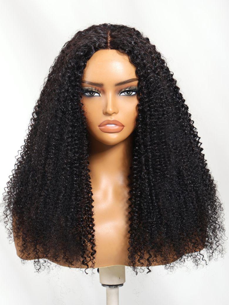EasiContour? V Part Minimal Glueless Curly Glueless Wig With Invisi Drawstring 100% Human Hair 150% Density