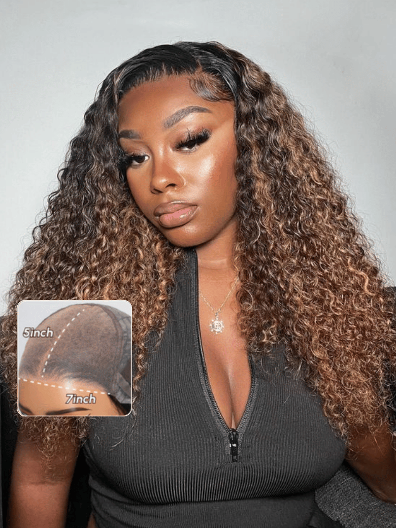 Bye-Bye Knots Wig 7x5 Lace Balayage Highlights Jerry Curly Wig