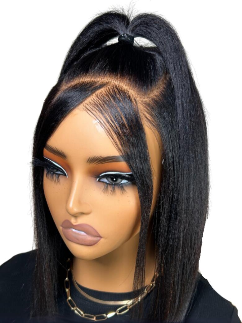 13x4 Lace Frontal Black Yaki Bob Pre-Everything Wig