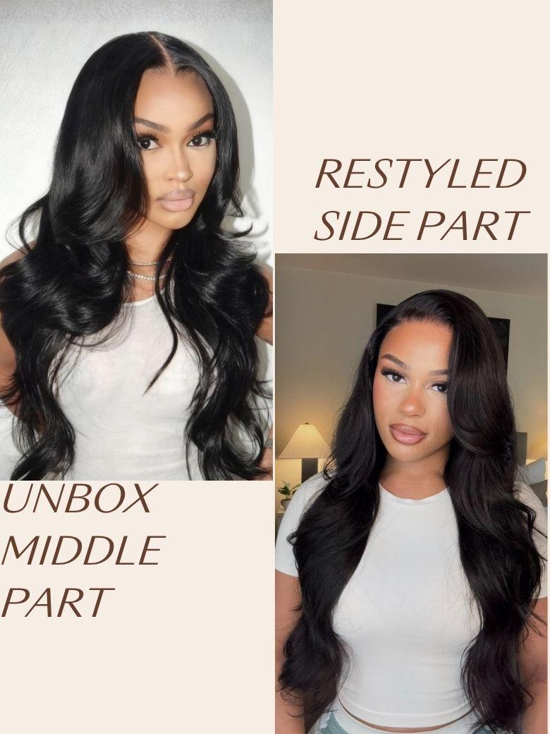 13x4 HD Real Scalp? Wig Pull And Go Drawstring Loose Wave with Face Framing Curtain Bangs