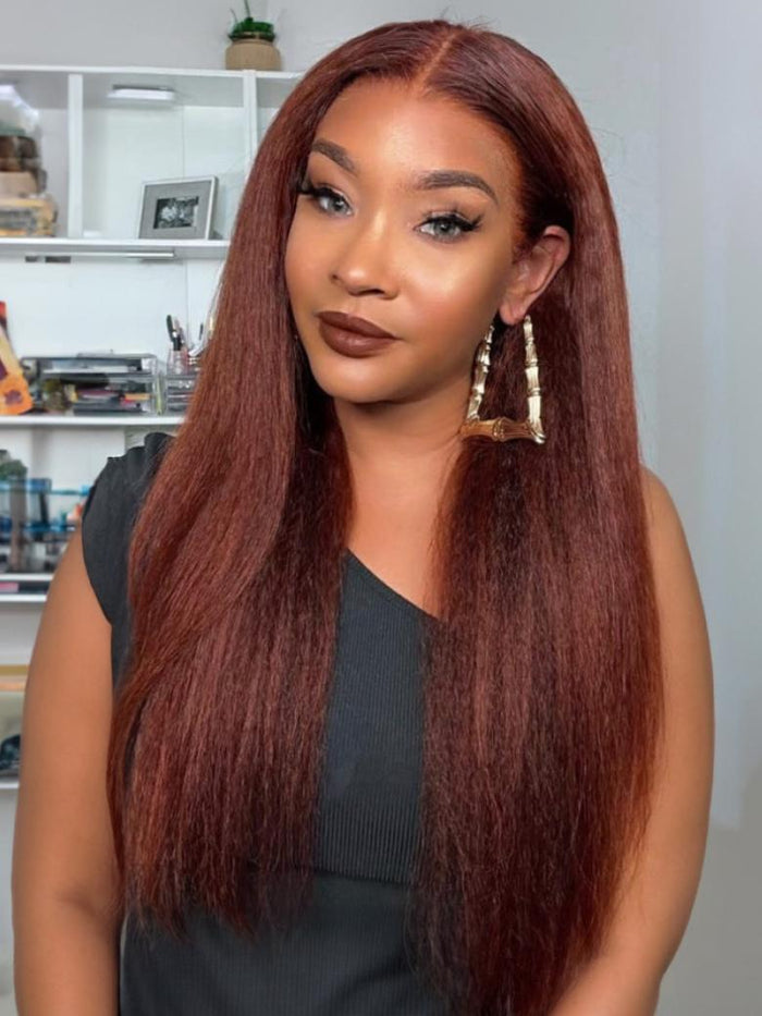 Petaluxe [20"=$99] 13x5 Lace Frontal T Part Lace Kinky Straight Wig Perfect Color For Deeper Skin-Tones