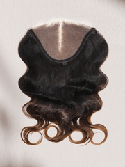 Light Brown & Golden Blonde Highlights Body Wave Replaceable Lace Closure For Magic Lace Wig