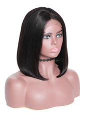 Hair Short Straight Transparent Lace Frontal Bob Wig With Baby Hairs Along The Hairline 100% Human Hair Without Bangs