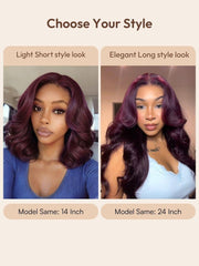 100% Human Hair Black Cherry Bye-Bye Knots? 7x5 Lace Glueless Bob Drawstring Body Wave Wig