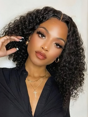 V Part Glueless Water Wave Bob Wig No Leave Out Upgrade U Part Wig