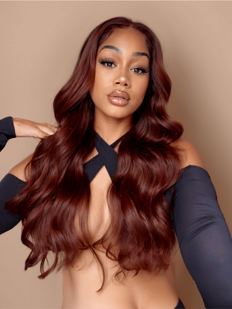 Dark Auburn Body Wave Remy Human Hair 4x4 Free Part Closure