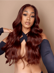 Dark Auburn Body Wave Remy Human Hair 4x4 Free Part Closure