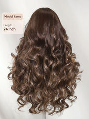 7x5 Bye Bye Slip? Lace Black with Blonde and Caramel Highlights Full Curly Wig with Defined Curls For Beginners