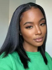 6x4.5 Pre-Cut Lace Yaki Straight Air Wig Put On And Go Glueless Wig 150% Density