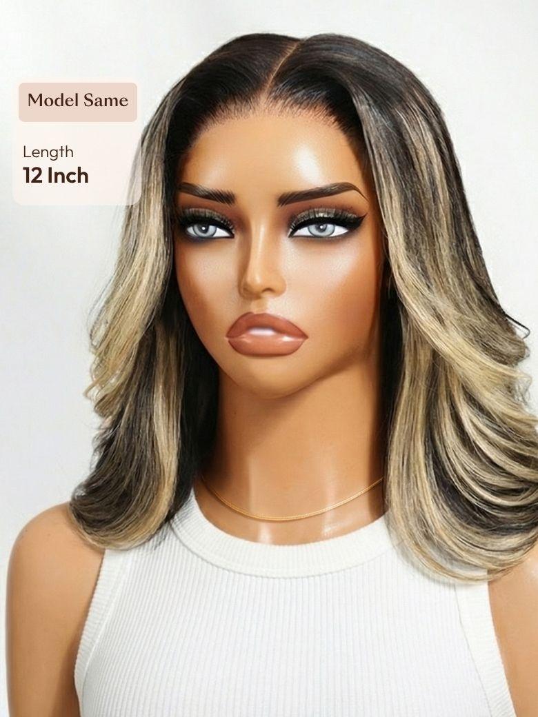 7x5 Bye Bye Slip? Glueless Lace Dark Brown to Caramel Ombre with Dark Roots Jerry Curly Wig with Spiral Curls