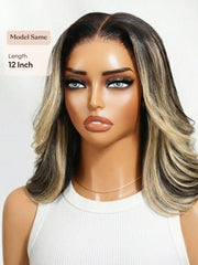 7x5 Bye Bye Slip? Glueless Lace Dark Brown to Caramel Ombre with Dark Roots Jerry Curly Wig with Spiral Curls