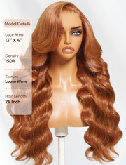 Pumpkin Spice 13x4 Pre-Everything? Lace Frontal Side Part Loose Wave Drawstring Wig with Face Framing Layers