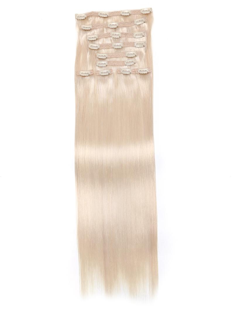 Platinum Blonde Human Hair Clip In Extension