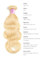 Hair 3PCS 613 Blonde Virgin Human Hair Bundles Body Wave Hair