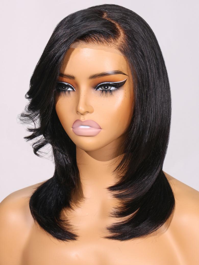 Bye-Bye Knots Wig 7x5 Lace Black Side Part Layered Cut Wig 180% Density