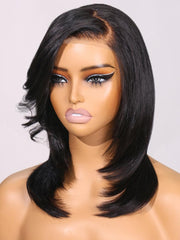 Bye-Bye Knots Wig 7x5 Lace Black Side Part Layered Cut Wig 180% Density