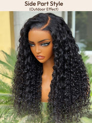 13x4 Pre-Everything? Lace Frontal Natural Black Water Wave Curly Wig