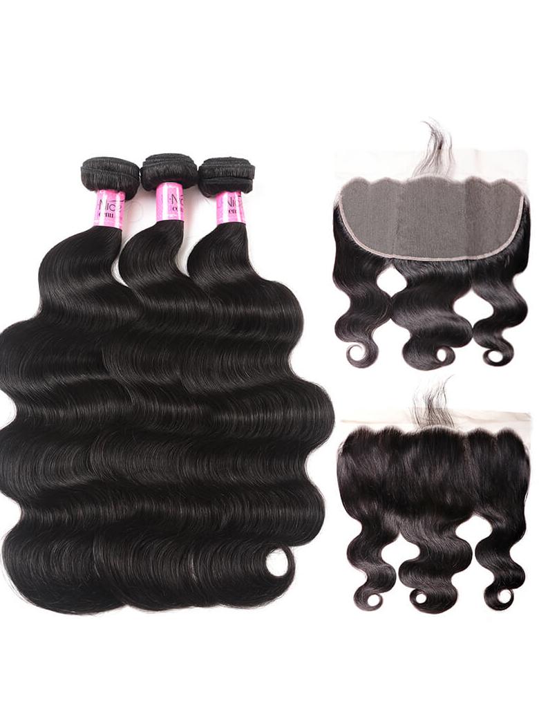 Body Wave 13x6 Lace Frontal with 3 Bundles Human Hair