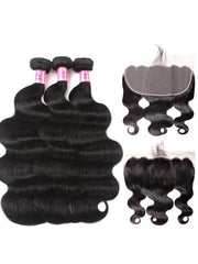 Body Wave 13x6 Lace Frontal with 3 Bundles Human Hair