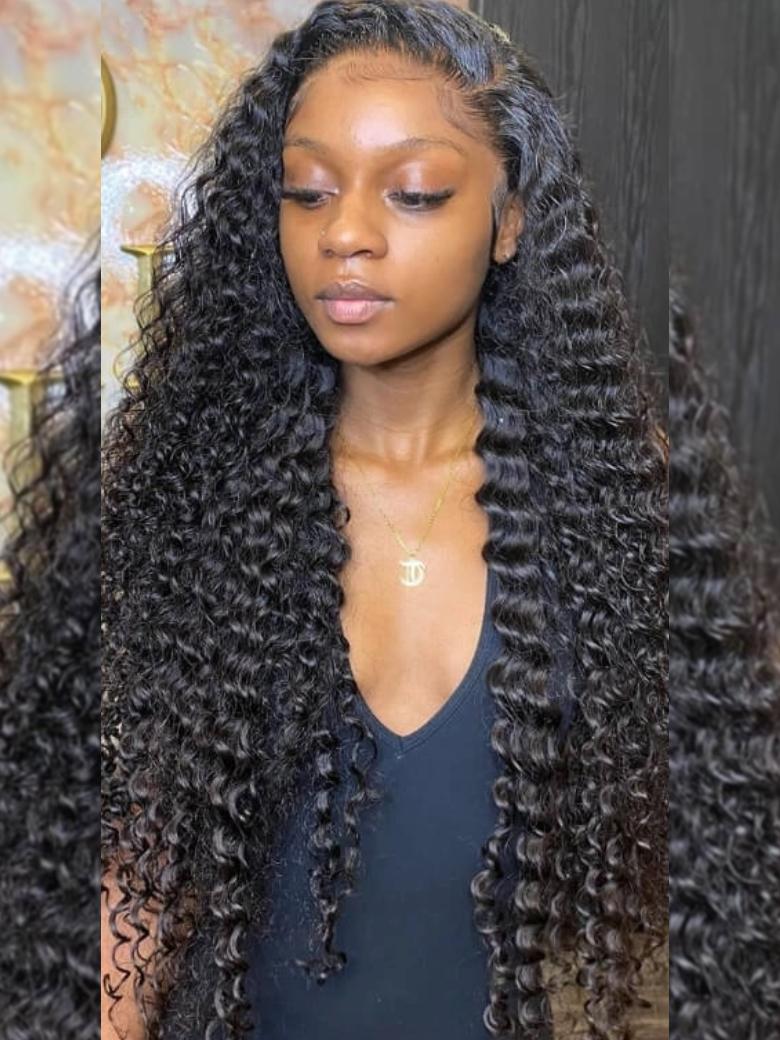 Skin Melt Invisible Deep Wave HD Lace Front Deep wave Wigs On Sale Real Human Hair