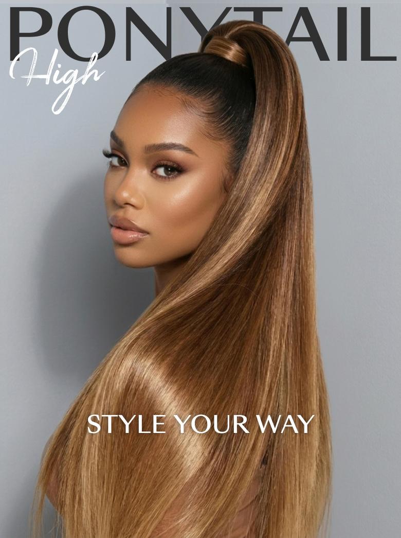 360 HD Lace Pre-plucked Luxury Raw Virgin Hair Brown to Honey Blonde Ombre Silky Straight Wig with Dark Roots