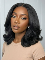 EasiContour? V Part Bouncy Blowout Kinky Straight V Part Bob Glueless Wig