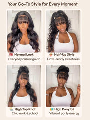 13x4 Pre-Everything? Side-Part Fluffy Loose Wave Wig With Wispy Air Bangs