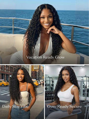 13x4 Pre Everything™ Pre-Cut HD & Transparent Lace Front Water Wave Drawstring Wig With Baby Hair